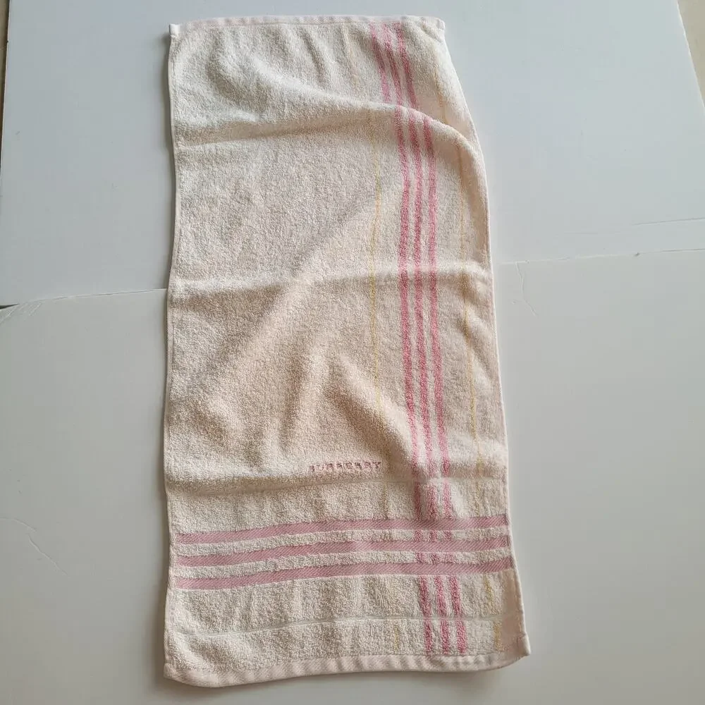 Vintage Burberry Authentic Hand‎ Towels Lot Of 3 Pink Yellow Cotton Bundle